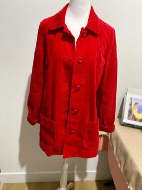 J. Jill Red Corduroy Button-Front Jacket